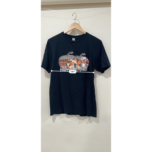 Happy Fall Yall Pumpkin Graphic T-Shirt Gildan Black Medium Autumn - Picture 4 of 5